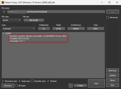 Figure 5: Depicts the unpacked sample as identified in Detect-It-Easy