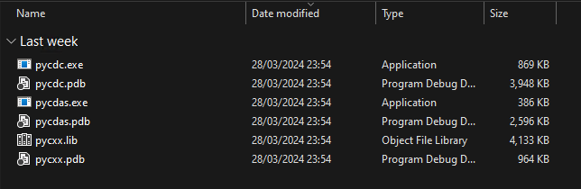 Figure 3: Depicts the compiled pycdc.exe binary