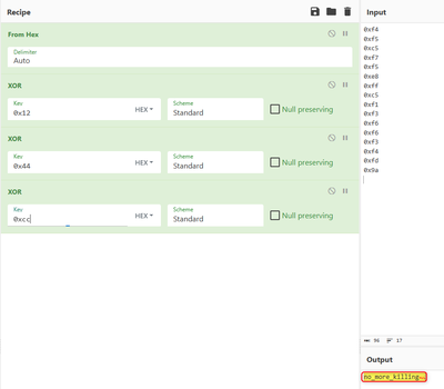 Figure 9: Illustrates the decoding of the expected second input string using CyberChef