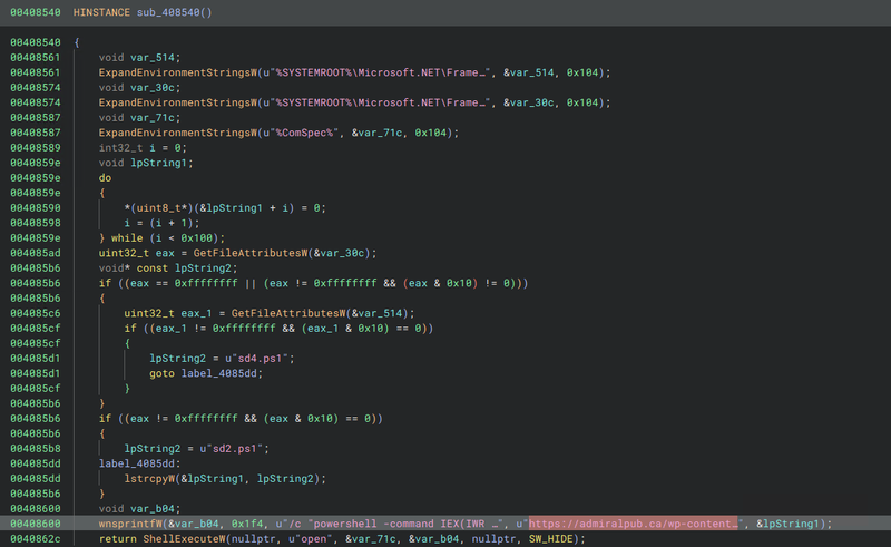 Figure 20: Displays the download script of two additional payloads, namely sd4.ps1 and sd2.ps1 orchestrated by a PowerShell script