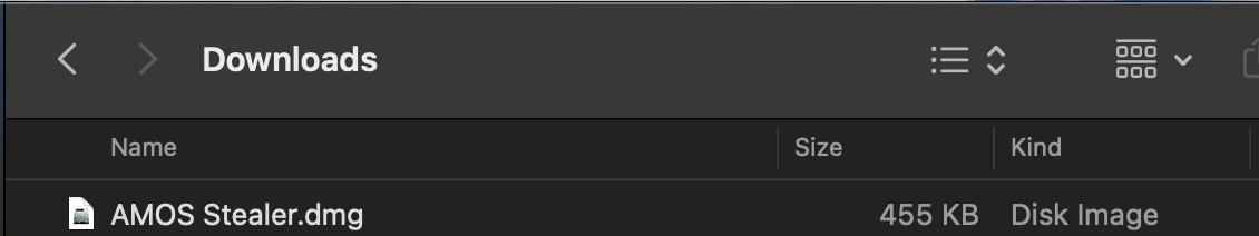Figure 1: Displays the .DMG file that is downloaded by an unsuspecting user