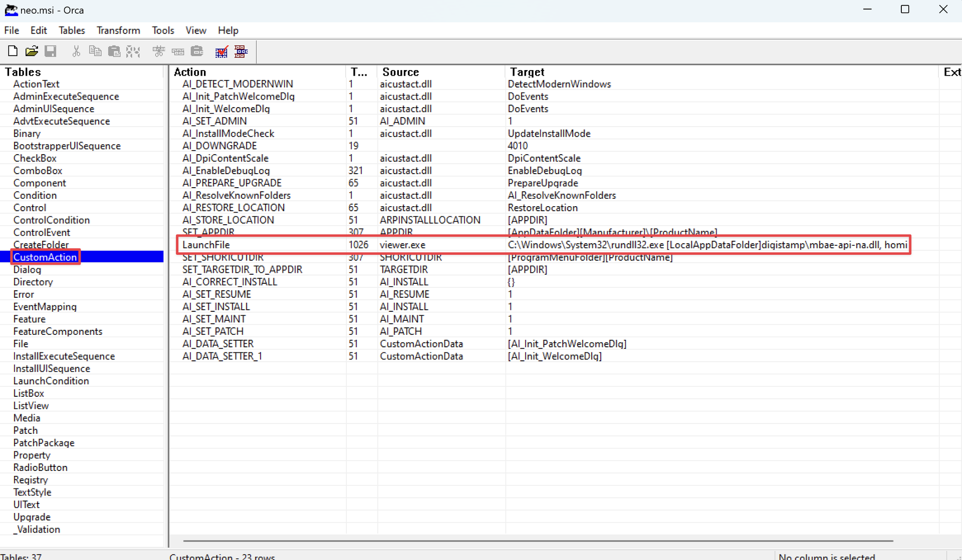 Figure 12: Illustrates the command line that will be executed post-installation