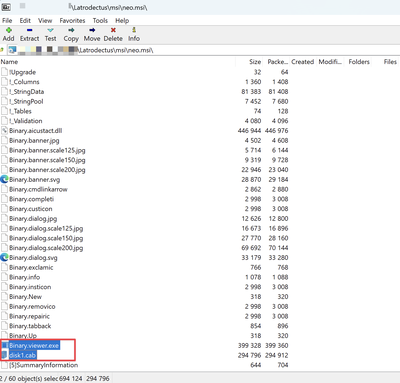 Figure 13: Displays the contents of the MSI file when opened in 7-Zip