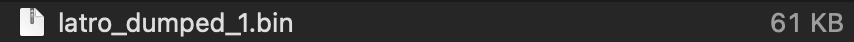 Figure 24: Depicts the manually created latro_dumped_1.bin file