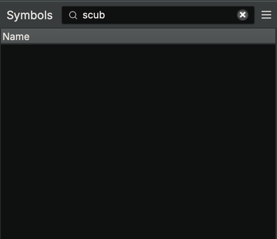 Figure 25: Illustrates that no export symbol " scub " was found by Binary Ninja